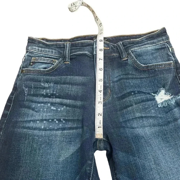 Judy Blue Skinny Fit JB82104DK Dark Wash Light Distressed Jeans Womens size 7/28 - Picture 13 of 16